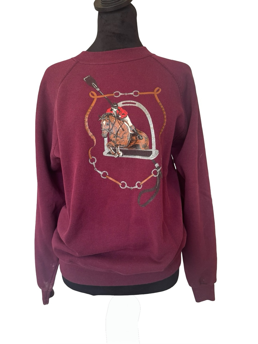 Vintage 80s Equestrian Horse Riding Sweatshirt Pullover made in USA size medium